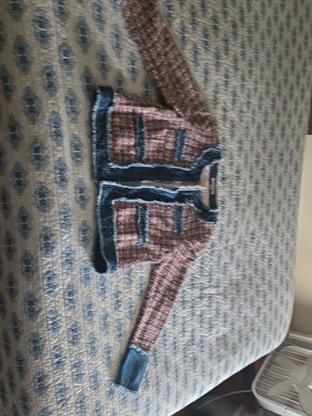 Nanette Lepore Light Pink and Denim Blue Tweed Jacket
